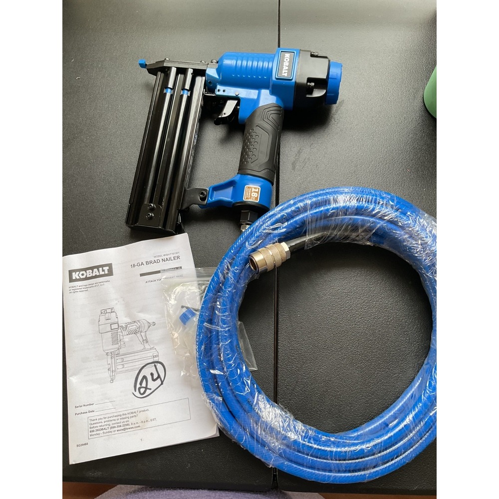 Kobalt 18-Gauge Pneumatic Brad Nailer Kit w/ Hose & Fittings | Air Powered Naile